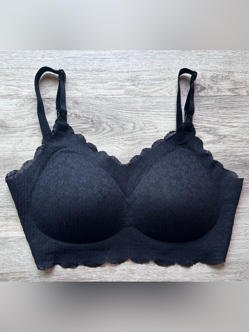 Tender Seasons Wireless Lace Nursing Bra in Black